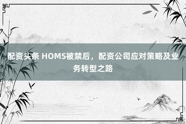 配资头条 HOMS被禁后，配资公司应对策略及业务转型之路