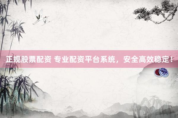 正规股票配资 专业配资平台系统，安全高效稳定！