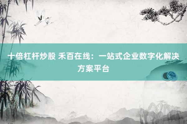 十倍杠杆炒股 禾百在线：一站式企业数字化解决方案平台