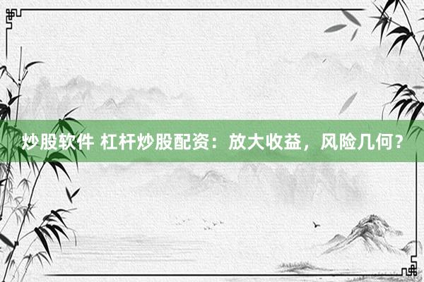 炒股软件 杠杆炒股配资：放大收益，风险几何？