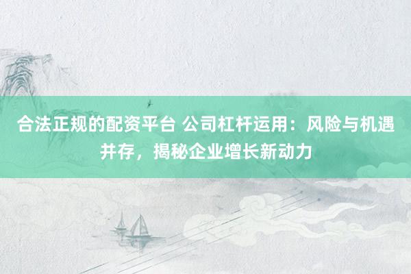 合法正规的配资平台 公司杠杆运用：风险与机遇并存，揭秘企业增长新动力