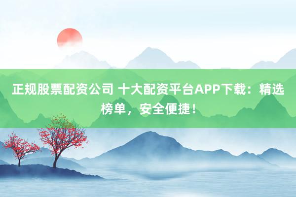 正规股票配资公司 十大配资平台APP下载：精选榜单，安全便捷！