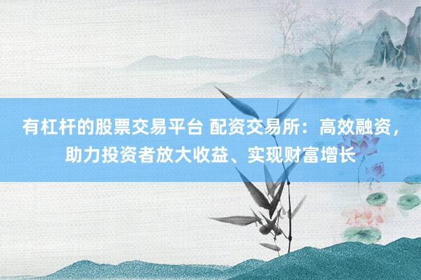 有杠杆的股票交易平台 配资交易所：高效融资，助力投资者放大收益、实现财富增长