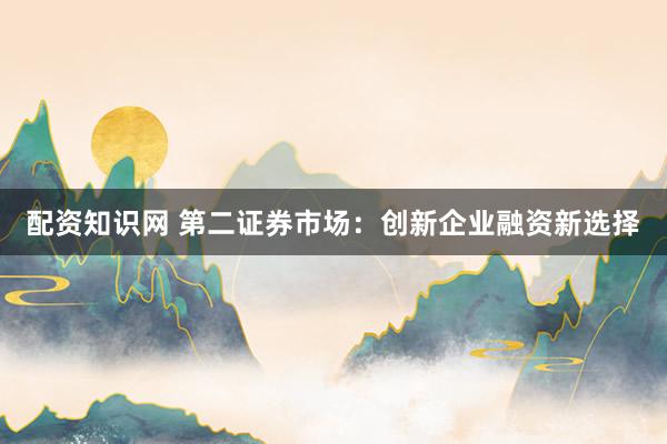 配资知识网 第二证券市场:创新企业融资新选择