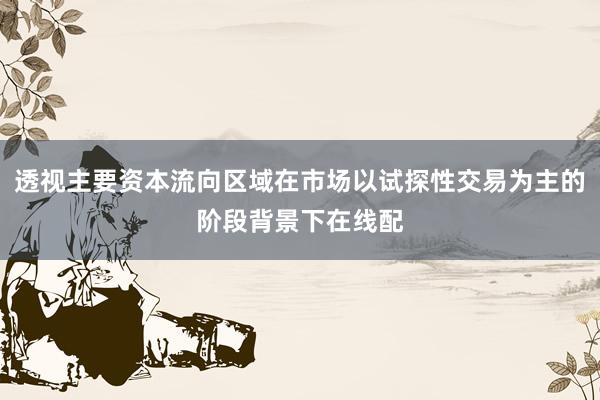 透视主要资本流向区域在市场以试探性交易为主的阶段背景下在线配