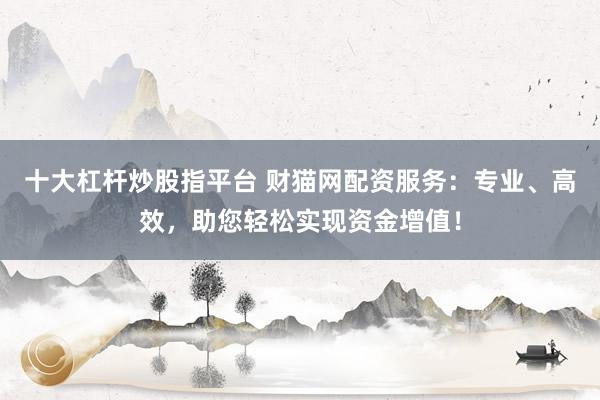 十大杠杆炒股指平台 财猫网配资服务:专业、高效,助您轻松实现资金增值!